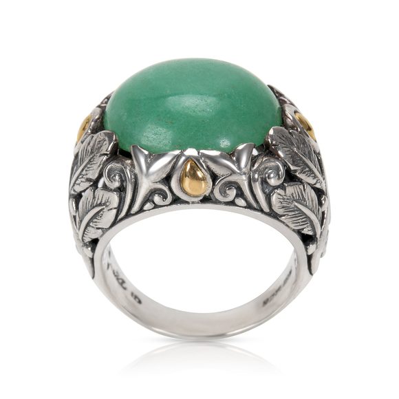 Robert Manse Green Quartz Fashion Ring in 18k Yellow Gold & Sterling Silver - Picture 3 of 4
